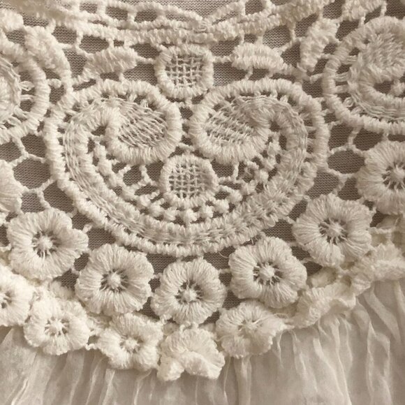 Carla Conti White Silk Blouse XS Fairycore Lace Flowy - Picture 6 of 8